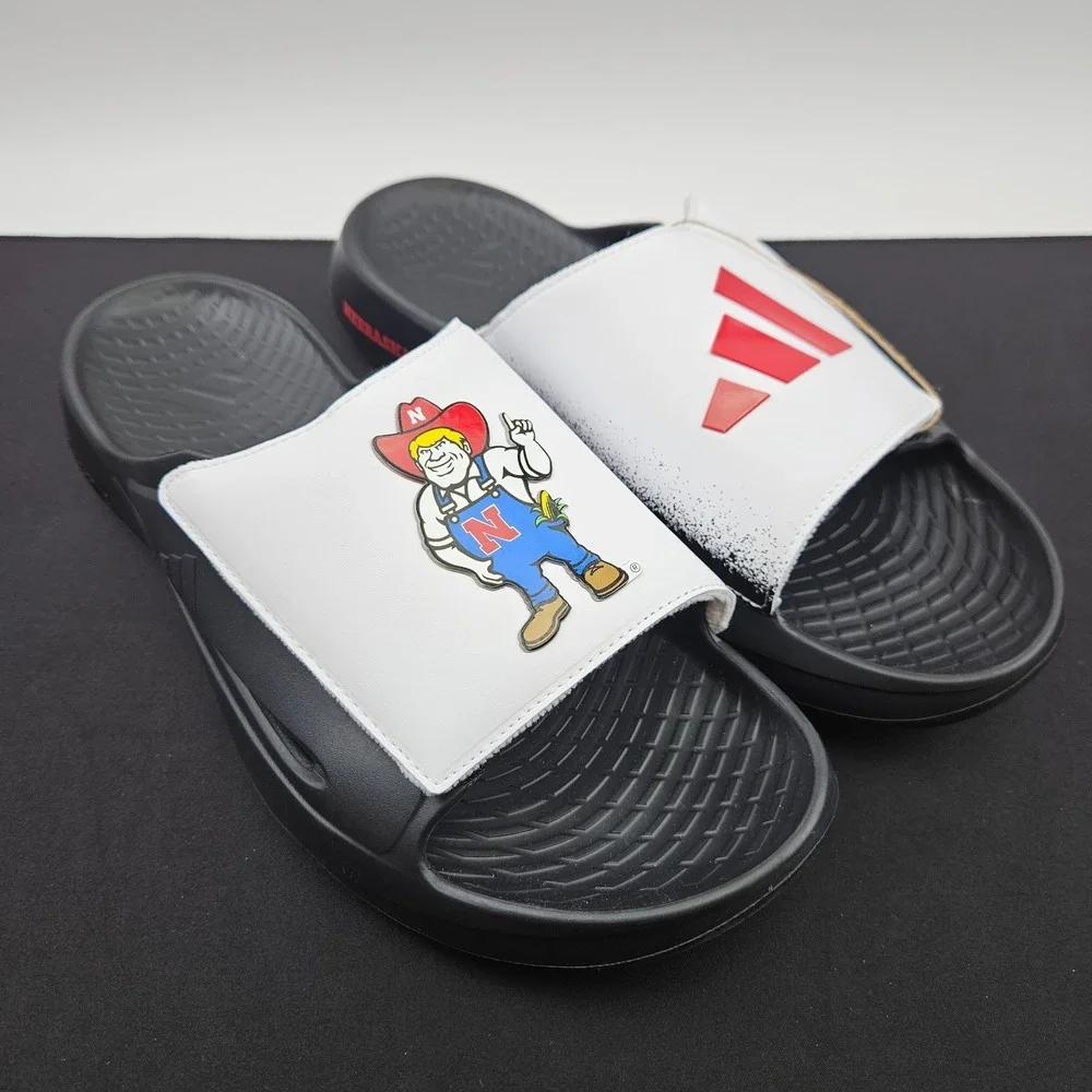 Adidas Lightblaze Slide Nebraska Cornhuskers Herbie Husker Mens 15 Black IH7120